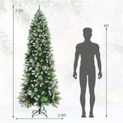 Costway 7.5-ft Unlit Slim Green Artificial Christmas Tree 10 Costway 7.5-ft Unlit Slim Green Artificial Christmas Tree -Northlight Paradise 331066791 AlternateImage1 l