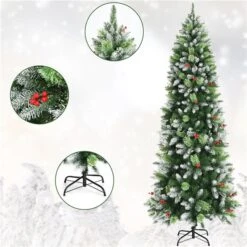 Costway 7.5-ft Unlit Slim Green Artificial Christmas Tree 11 Costway 7.5-ft Unlit Slim Green Artificial Christmas Tree -Northlight Paradise 331066791 AlternateImage2 l