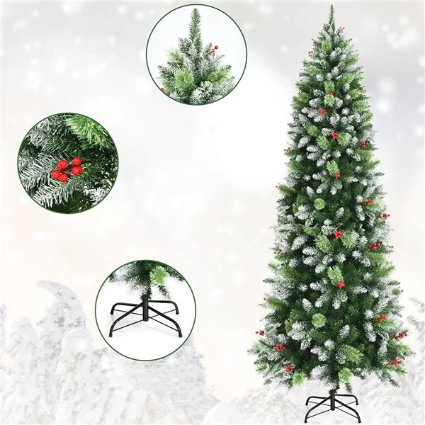Costway 7.5-ft Unlit Slim Green Artificial Christmas Tree 7 Costway 7.5-ft Unlit Slim Green Artificial Christmas Tree - Image 5