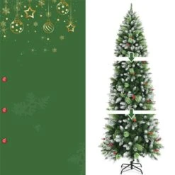 Costway 7.5-ft Unlit Slim Green Artificial Christmas Tree
