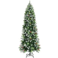 Costway 7.5-ft Unlit Slim Green Artificial Christmas Tree 9 Costway 7.5-ft Unlit Slim Green Artificial Christmas Tree -Northlight Paradise 331066791 MainImage 001 l