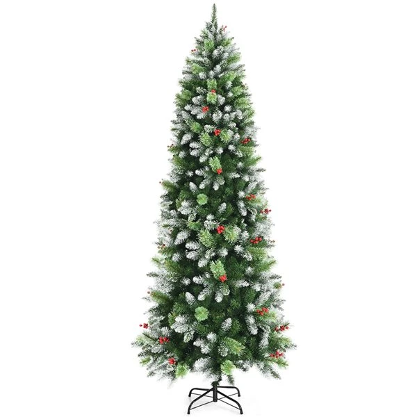 Costway 7.5-ft Unlit Slim Green Artificial Christmas Tree 5 Costway 7.5-ft Unlit Slim Green Artificial Christmas Tree - Image 3