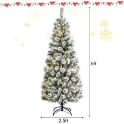 Costway 6-ft Pre-lit Full Flocked White Artificial Christmas Tree With 200 Multicolour LED Lights -Northlight Paradise 331066794 AlternateImage1 l