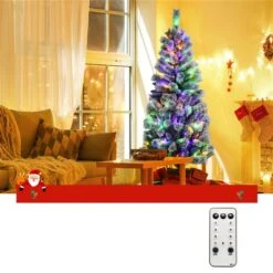 Costway 6-ft Pre-lit Full Flocked White Artificial Christmas Tree With 200 Multicolour LED Lights -Northlight Paradise 331066794 AlternateImage2 l