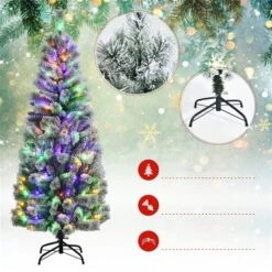 Costway 6-ft Pre-lit Full Flocked White Artificial Christmas Tree With 200 Multicolour LED Lights -Northlight Paradise 331066794 AlternateImage3 l