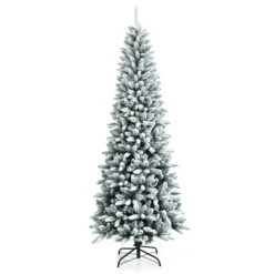Costway 7.5-ft Slim Flocked White Artificial Christmas Tree With 1189 Tips -Northlight Paradise 331066796 MainImage 001 l