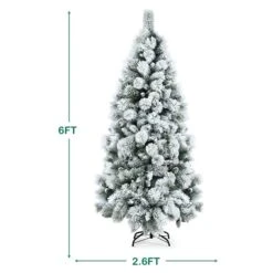 Costway 6-ft Full Flocked White Artificial Christmas Tree With Lights