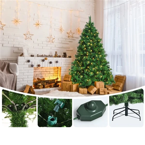 Costway 6-ft Pre-lit Full Green Artificial Christmas Tree With 350 White LED Lights 4 Costway 6-ft Pre-lit Full Green Artificial Christmas Tree With 350 White LED Lights - Image 2