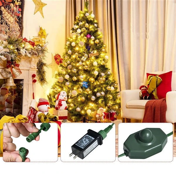 Costway 6-ft Pre-lit Full Green Artificial Christmas Tree With 350 White LED Lights 7 Costway 6-ft Pre-lit Full Green Artificial Christmas Tree With 350 White LED Lights - Image 5