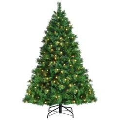 Costway 6-ft Pre-lit Full Green Artificial Christmas Tree With 350 White LED Lights