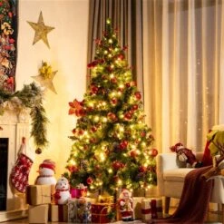 Costway 6-ft Pre-lit Full Green Artificial Christmas Tree With 250 Warm White LED Lights 11 Costway 6-ft Pre-lit Full Green Artificial Christmas Tree With 250 Warm White LED Lights -Northlight Paradise 331066800 AlternateImage4 l