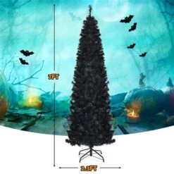 Costway 7-ft Pre-lit Slim Black Artificial Christmas Tree With 350 Warm White LED Lights -Northlight Paradise 331066801 AlternateImage1 l