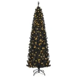 Costway 7-ft Pre-lit Slim Black Artificial Christmas Tree With 350 Warm White LED Lights -Northlight Paradise 331066801 MainImage 001 l