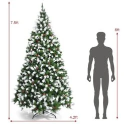 Costway 7.5-ft Pre-lit Full Flocked Green Artificial Christmas Tree With 550 Warm White LED Lights With 1398 Tips -Northlight Paradise 331066802 AlternateImage1 l