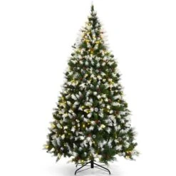 Costway 7.5-ft Pre-lit Full Flocked Green Artificial Christmas Tree With 550 Warm White LED Lights With 1398 Tips -Northlight Paradise 331066802 MainImage 001 l