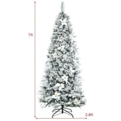 Costway 7-ft Pre-lit Full Flocked White Artificial Christmas Tree With 350 Warm White LED Lights -Northlight Paradise 331066803 AlternateImage1 l