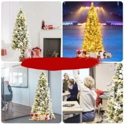 Costway 7-ft Pre-lit Full Flocked White Artificial Christmas Tree With 350 Warm White LED Lights -Northlight Paradise 331066803 AlternateImage2 l