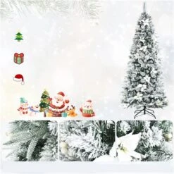 Costway 7-ft Pre-lit Full Flocked White Artificial Christmas Tree With 350 Warm White LED Lights