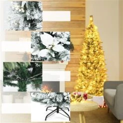 Costway 7-ft Pre-lit Full Flocked White Artificial Christmas Tree With 350 Warm White LED Lights -Northlight Paradise 331066803 AlternateImage4 l