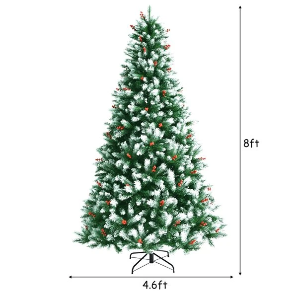 Costway 8-ft Full Flocked Green Artificial Christmas Tree With Warm White Lights 5 Costway 8-ft Full Flocked Green Artificial Christmas Tree With Warm White Lights - Image 3