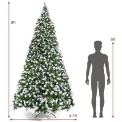 Costway 9-ft Pre-lit Full Flocked Green Artificial Christmas Tree With 900 Warm White LED Lights And 2058 Tips -Northlight Paradise 331066805 AlternateImage1 l