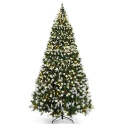 Costway 9-ft Pre-lit Full Flocked Green Artificial Christmas Tree With 900 Warm White LED Lights And 2058 Tips -Northlight Paradise 331066805 MainImage 001 l