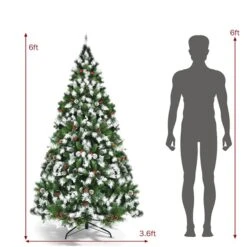 Costway 6-ft Pre-lit Full Flocked Green Artificial Christmas Tree With 250 Warm White LED Lights And 818 Tips -Northlight Paradise 331066809 AlternateImage1 l