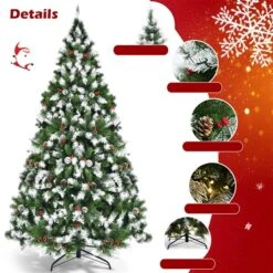 Costway 6-ft Pre-lit Full Flocked Green Artificial Christmas Tree With 250 Warm White LED Lights And 818 Tips -Northlight Paradise 331066809 AlternateImage2 l