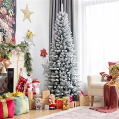 Costway 6.5-ft Slim Flocked White Artificial Christmas Tree With 829 Tips -Northlight Paradise 331066810 AlternateImage4 l