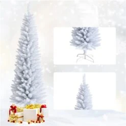 Costway 6-ft Unlit Slim White Artificial Christmas Tree -Northlight Paradise 331066812 AlternateImage3 l