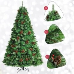 Costway 8-ft Pre-lit Full Green Artificial Christmas Tree With 700 Warm White LED Lights