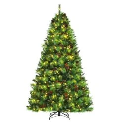 Costway 8-ft Pre-lit Full Green Artificial Christmas Tree With 700 Warm White LED Lights -Northlight Paradise 331066814 MainImage 001 l
