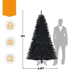 Costway 7-ft Pre-lit Full Black Artificial Christmas Tree With 500 Purple LED Lights -Northlight Paradise 331066815 AlternateImage1 l