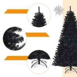 Costway 7-ft Pre-lit Full Black Artificial Christmas Tree With 500 Purple LED Lights