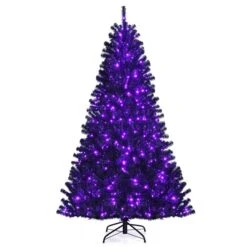 Costway 7-ft Pre-lit Full Black Artificial Christmas Tree With 500 Purple LED Lights -Northlight Paradise 331066815 MainImage 001 l