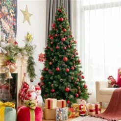 Costway 7-ft Pre-lit Full Green Artificial Christmas Tree With 350 Warm White LED Lights -Northlight Paradise 331066820 AlternateImage4 l