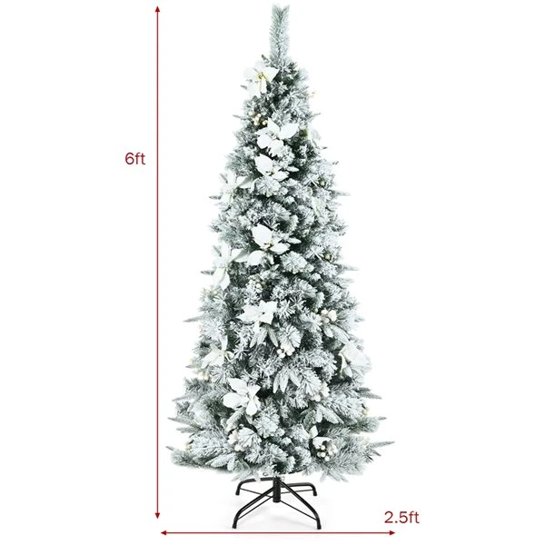 Costway 6-ft Pre-lit Full Flocked White Artificial Christmas Tree With 250 Warm White LED Lights 3 Costway 6-ft Pre-lit Full Flocked White Artificial Christmas Tree With 250 Warm White LED Lights