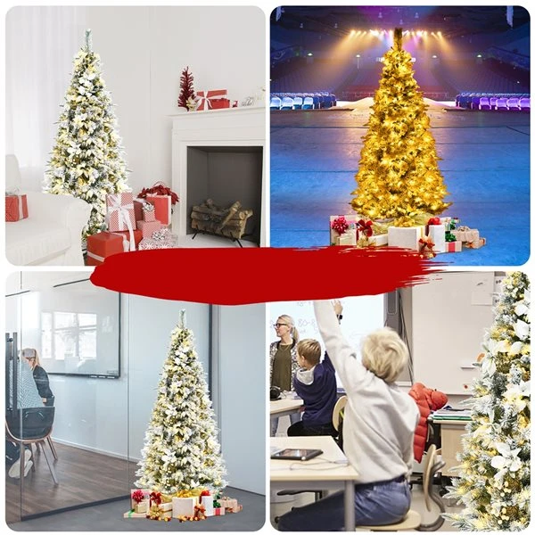 Costway 6-ft Pre-lit Full Flocked White Artificial Christmas Tree With 250 Warm White LED Lights 7 Costway 6-ft Pre-lit Full Flocked White Artificial Christmas Tree With 250 Warm White LED Lights - Image 5
