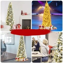 Costway 8-ft Pre-lit Full Flocked White Artificial Christmas Tree With 450 Warm White LED Lights -Northlight Paradise 331066822 AlternateImage3 l