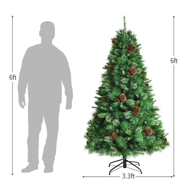 Costway 6-ft Pre-lit Full Green Artificial Christmas Tree With 350 Warm White LED Lights 5 Costway 6-ft Pre-lit Full Green Artificial Christmas Tree With 350 Warm White LED Lights - Image 3