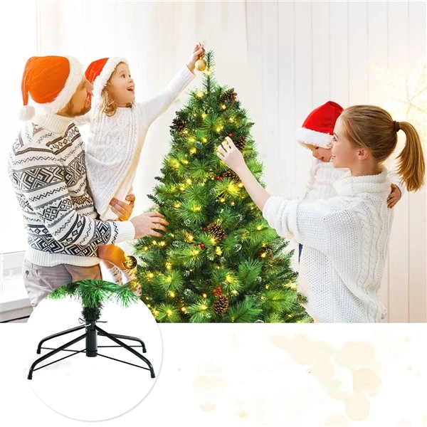 Costway 6-ft Pre-lit Full Green Artificial Christmas Tree With 350 Warm White LED Lights 7 Costway 6-ft Pre-lit Full Green Artificial Christmas Tree With 350 Warm White LED Lights - Image 5