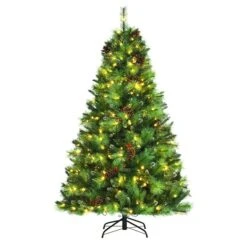 Costway 6-ft Pre-lit Full Green Artificial Christmas Tree With 350 Warm White LED Lights