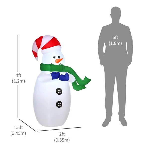 HomCom 3.94-ft Snowman Christmas Inflatable 3 HomCom 3.94-ft Snowman Christmas Inflatable