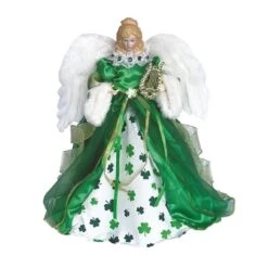 Santa's Workshop 15-in Green Shamrock Angel Christmas Tree Topper