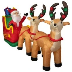 Northlightr 8-ft Santa's Sleigh And Reindeer Outdoor Christmas Inflatable Decoration