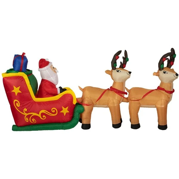 Northlightr 8-ft Santa's Sleigh And Reindeer Outdoor Christmas Inflatable Decoration 4 Northlightr 8-ft Santa's Sleigh And Reindeer Outdoor Christmas Inflatable Decoration - Image 2