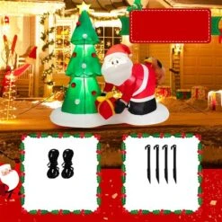 Costway 7-ft H Lighted Inflatable Christmas Tree With Santa Claus Chased By Dog -Northlight Paradise 332017550 AlternateImage2 l