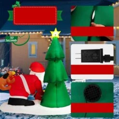 Costway 7-ft H Lighted Inflatable Christmas Tree With Santa Claus Chased By Dog -Northlight Paradise 332017550 AlternateImage3 l