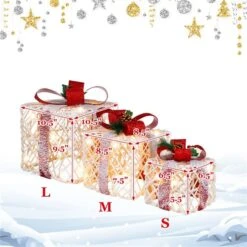 Costway White And Red Christmas Lighted Gift Boxes - Set Of 3 -Northlight Paradise 332017571 AlternateImage1 l