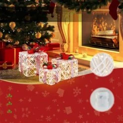 Costway White And Red Christmas Lighted Gift Boxes - Set Of 3 -Northlight Paradise 332017571 AlternateImage3 l